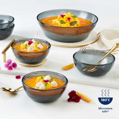 Borosil 7pc India’s First Coloured Pudding Set | 190ml x 6pc + 800ml x 1pc | Made in India Borosilicate Glass Bowl Set | Microwave, Dishwasher Safe & Scratch-Resistant | Crockery for Gifting & Dining
