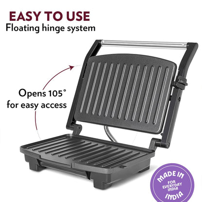 Borosil Elite Prime 1000W Grill Sandwich Maker, Makes 2 Sandwiches, Silver