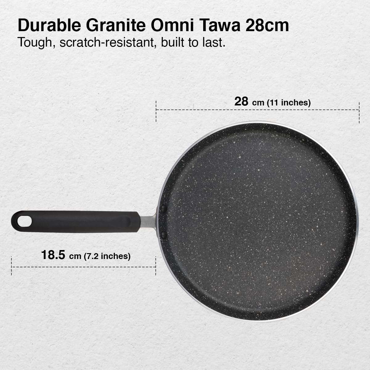 Prestige Omega Deluxe Granite Dosa Tawa, 280 mm, Black, Nonstick Aluminium