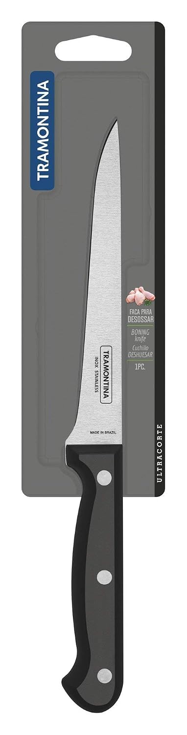 TRAMONTINA Ultracorte 6-Inch Boning Knife | Stainless Steel Blade | Black Polypropylene Handle | Dishwasher Safe | Antimicrobial Protection