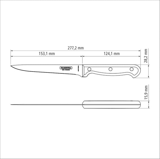 TRAMONTINA Ultracorte 6-Inch Boning Knife | Stainless Steel Blade | Black Polypropylene Handle | Dishwasher Safe | Antimicrobial Protection