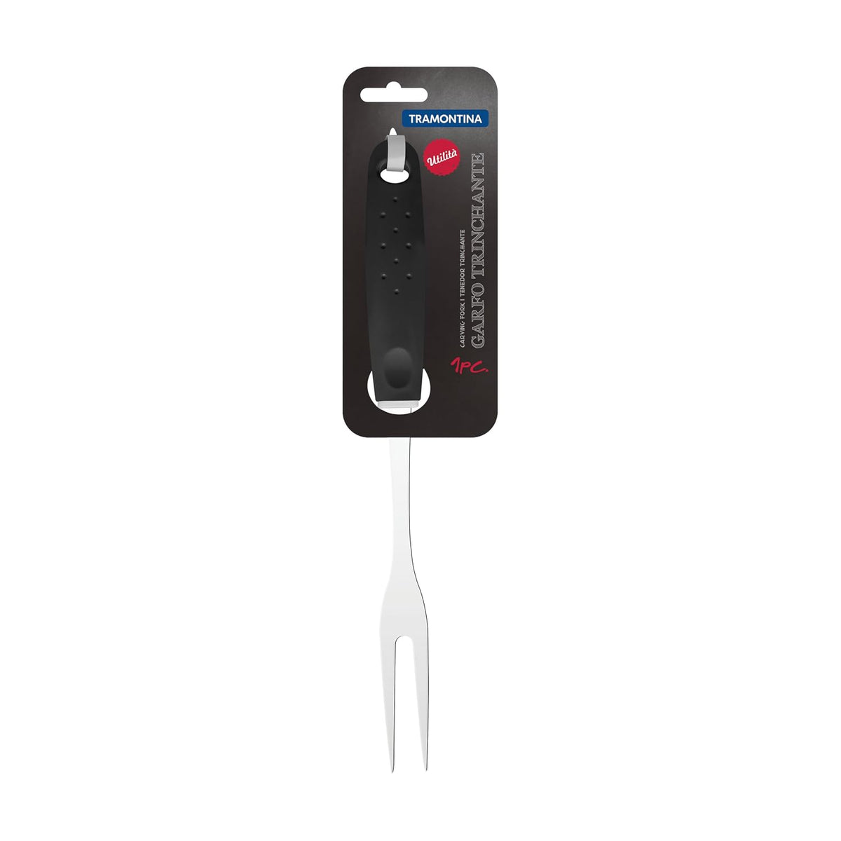 Tramontina Utilità Carving Fork – Stainless-Steel Blade with Black Polypropylene Handle – Ideal for Holding Meat While Carving Roasts, Slicing, Lifting, and,Turkey, and Meat