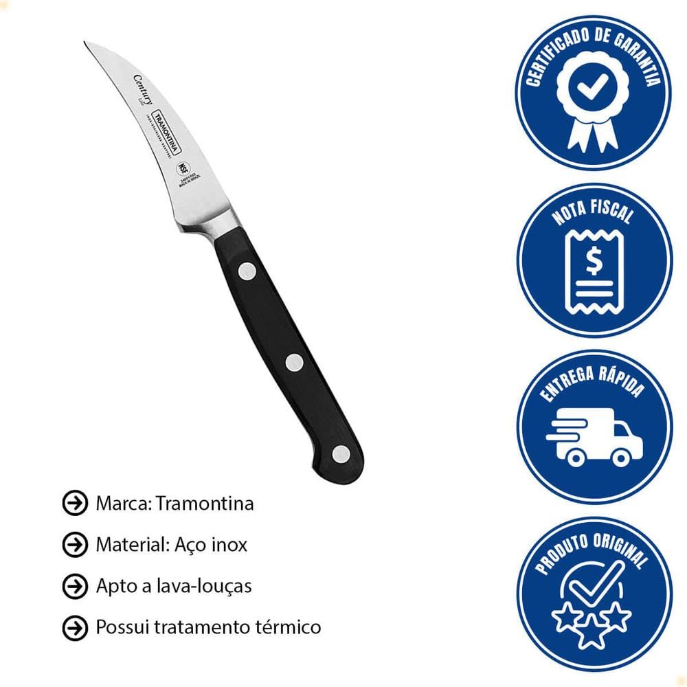 TRAMONTINA Century 3-Inch Paring Knife | Forged Stainless Steel Blade with Advanced Heat Treatment | Fiberglass-Reinforced Polycarbonate Handle | Dishwasher Safe