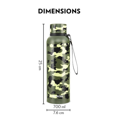 Borosil 700 ml Trek Stainless Steel Water Bottle, 20 Hrs Hot & 24 Hrs Cold