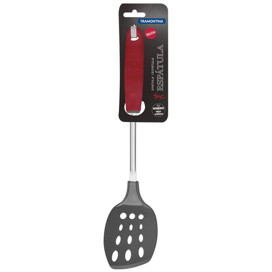 Tramontina Utilita Nylon Spatula – Red Polypropylene Handle – Heat Resistant up to 180 °C – Ideal for Cooking, Flipping, Stirring & Safe for Nonstick Pans