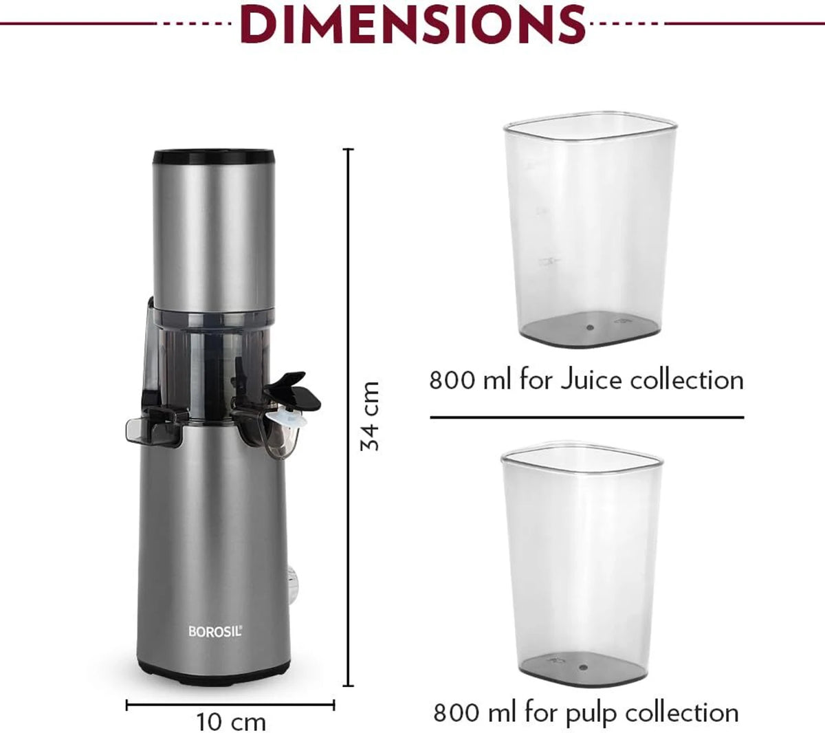 BOROSIL Smart Juicer 200 W Juicer (BSJU13WB03 | 1 Jar | Grey)