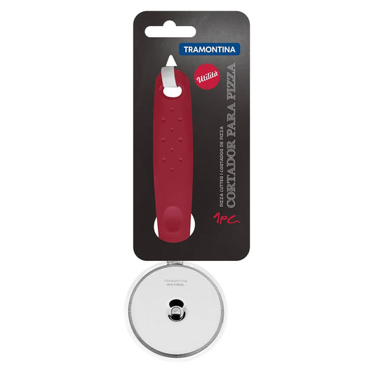 Tramontina Utilita Stainless-Steel Pizza Cutter – Red Polypropylene Handle – Ideal for Slicing Pizza, Flatbread, Quesadillas, & More