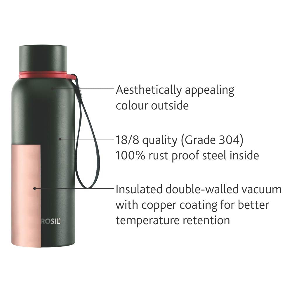 Borosil 850ml Trek 20 Hrs. Hot & 24 Hrs. Cold Stainless Steel Bottle