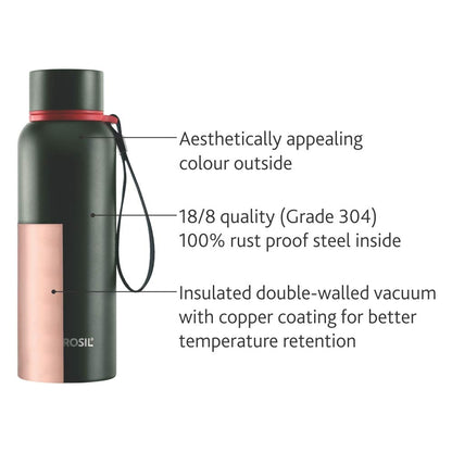 Borosil 850ml Trek 20 Hrs. Hot & 24 Hrs. Cold Stainless Steel Bottle
