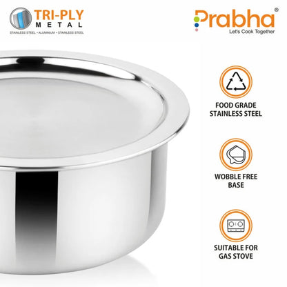 Prabha Elante Tri-ply Tope With Lid 28 CM