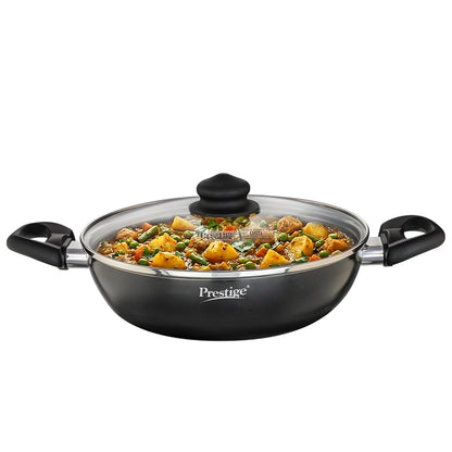 Prestige Omega Deluxe Granite Kadai | 3.25 L | Black | Induction Base | 5 Layer Non-Stick Granite Finish | Scratch Resistant | Dishwasher Safe | Metal Spoon Friendly