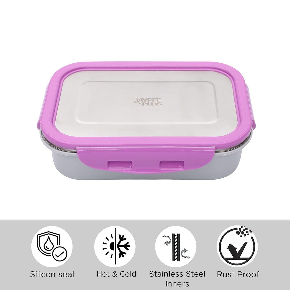 Jaypee Plus Captain Inner Stainless Steel Lunch Box for School Kids|Suitable for Office & Picnic |BPA Free |Spillproof Tiffin Box|Microwave Safe Without Lid |Purple,500 ml