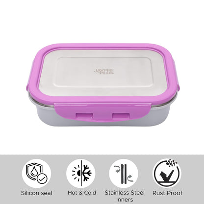 Jaypee Plus Captain Inner Stainless Steel Lunch Box for School Kids|Suitable for Office & Picnic |BPA Free |Spillproof Tiffin Box|Microwave Safe Without Lid |Purple,500 ml