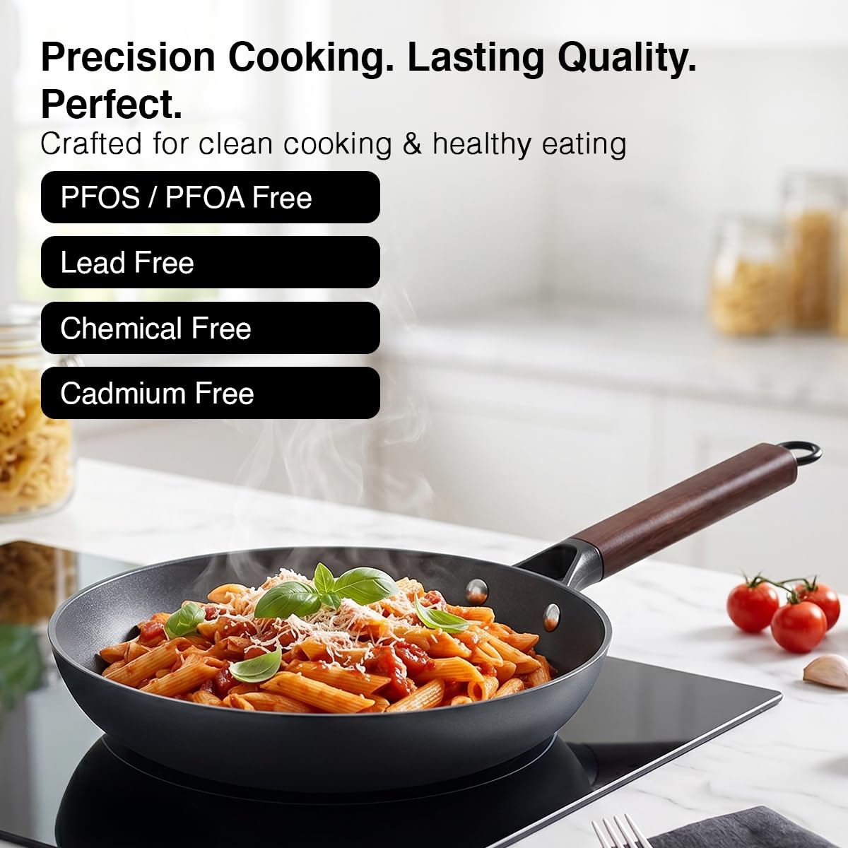 Prestige Castlite Patterned Enamel Coated Cast Iron Fry Pan 24cm/1.5L | High Heat Retention, Rust-Proof | Gas & Induction Compatible | Low-Oil Cooking | Stay-Cool Handle | Easy Clean | 15Y Warranty