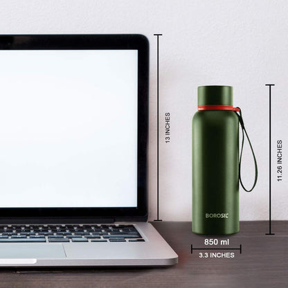 Borosil 850ml Trek 20 Hrs. Hot & 24 Hrs. Cold Stainless Steel Bottle