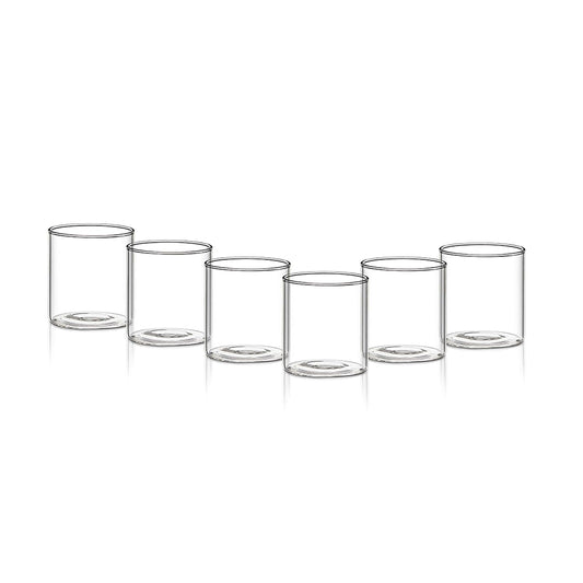 Borosil 205ml 6pc Vision Transparent Glass Set | Made in India Borosilicate Glass Tumblers for Drinking Water, Cold Drinks | Flame Proof, Microwave & Dishwasher Safe | for Daily use & Gifting.