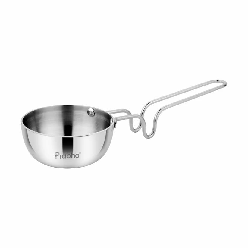 Prabha Prima Tri-Ply Tadkapan Flat Bottom | Healthy Toxin-Free Non-Stick Tempering Pan | Induction & Gas Compatible | Fast Heating | Durable Kitchen Essential (Medium / 11 cm)