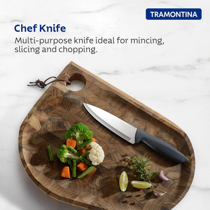 Tramontina Plenus 6-Inch Chef’s Knife – Stainless Steel Blade with Gray Polypropylene Handle, Dishwasher Safe, Multipurpose Kitchen Knife