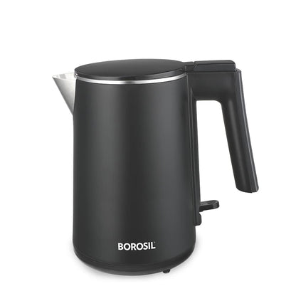 Borosil 1 L 1200W Stainless Steel Cooltouch Electric Kettle | Boil Water for Tea/Coffee/Soup/Noodles | Water Heater Jug | Auto Cut-off, Dry Boil Protection | Multipurpose Kettle | 1 Year Warranty