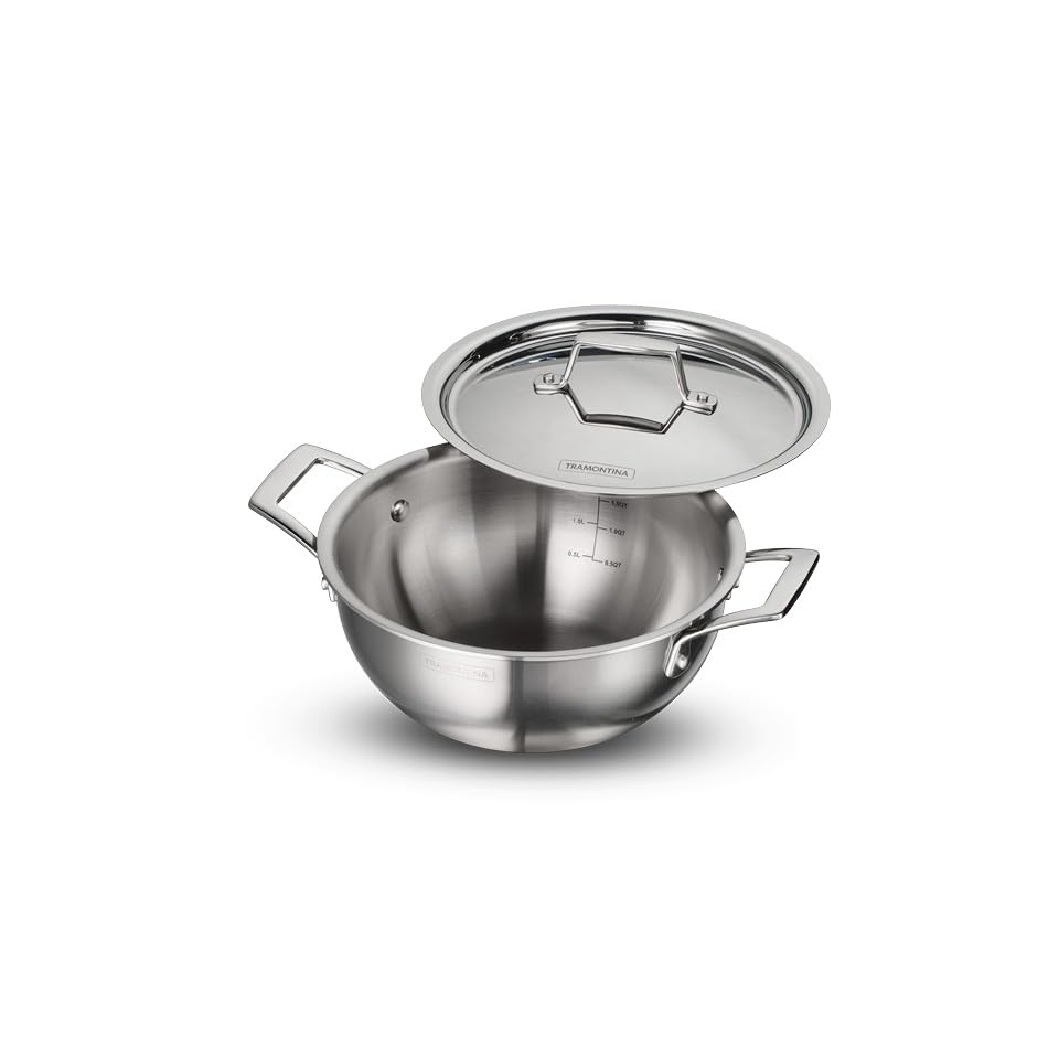 Tramontina AEION 20cm / 2 3L TriPly Stainless Steel Extra Deep Kadai with Lid