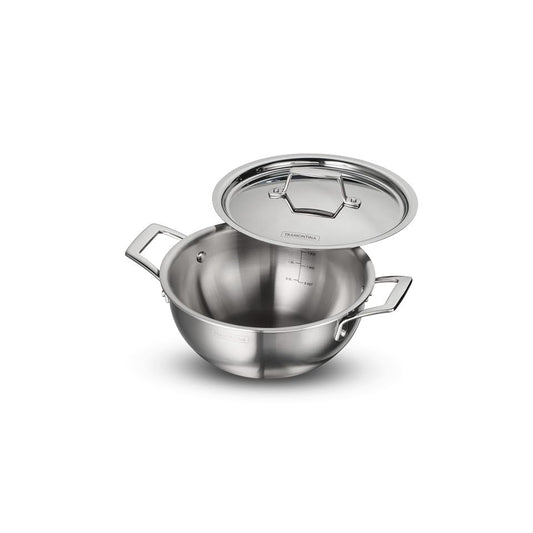 Tramontina AEION 40cm / 14.3L Triply Stainless Steel Deep Kadai with Lid