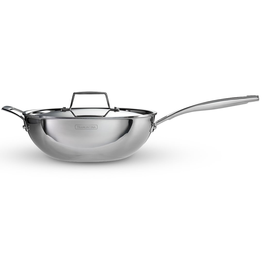 TRAMONTINA Aeion Triply 26cm / 3.7 L Wok with SS304 Lid Stir-Fry