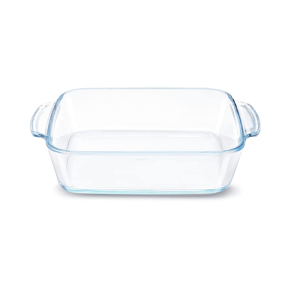 Borosil 1.6 L Baking & Serving Dish with Handle Borosilicate Glass Round Shape Bakeware and Serveware Casserole Dish Tray