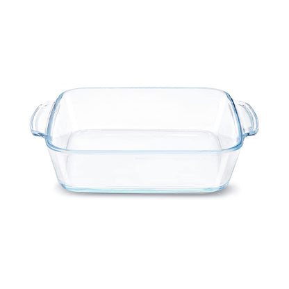 Borosil 1.6 L Baking & Serving Dish with Handle Borosilicate Glass Round Shape Bakeware and Serveware Casserole Dish Tray