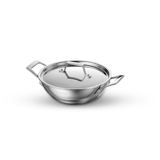 TRAMONTINA Aeion Triply 26cm/3.7L Kadai with SS 304 Lid