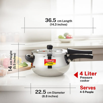 Prestige Svachh, 20268, 4 L, Alpha Junior Handi, With Deep Lid For Spillage Control, Stainless Steel, Silver, Outer Lid