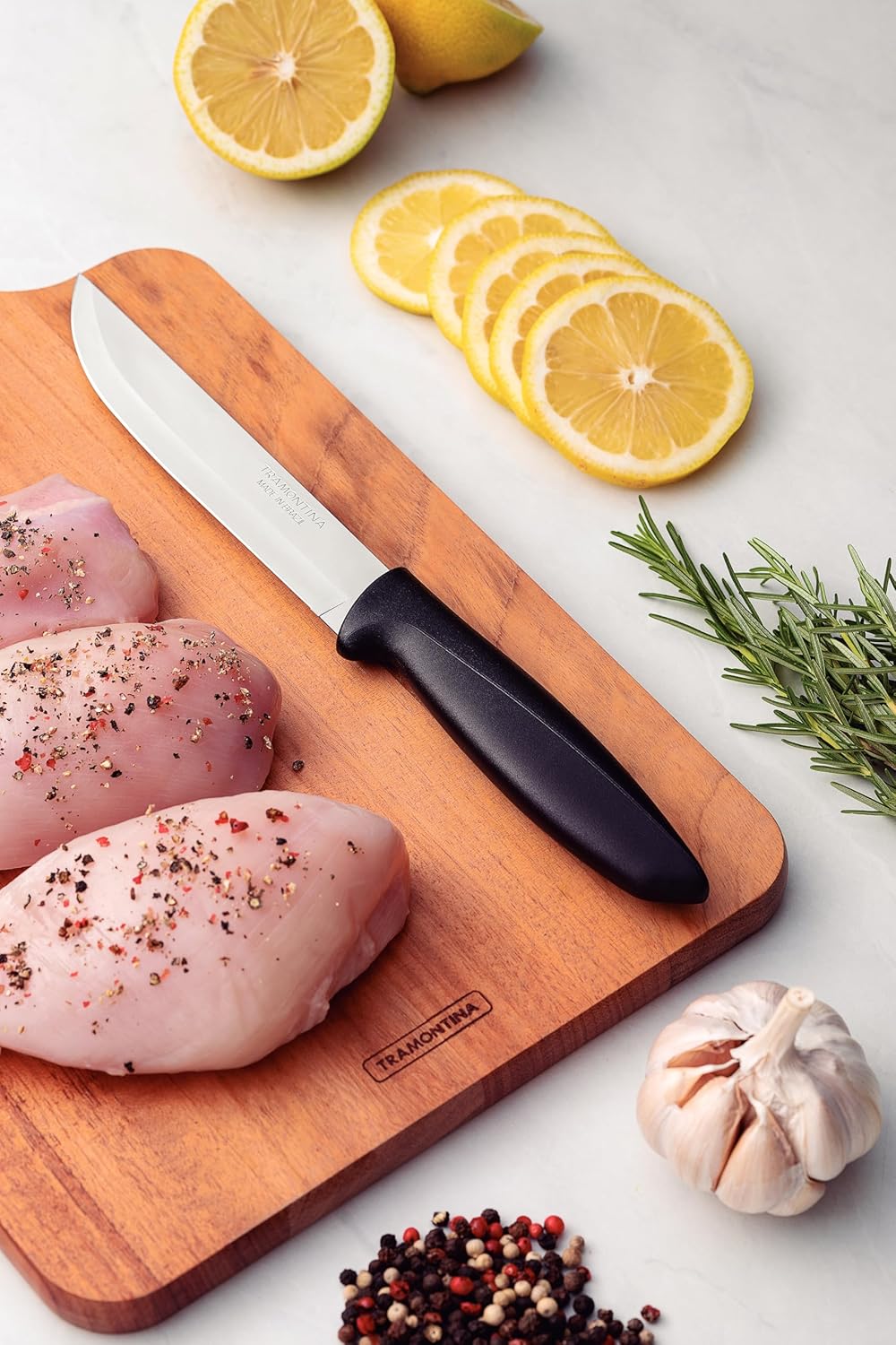 Tramontina Plenus 6-Inch Kitchen Knife – Rigid Stainless Steel Blade with Durable Black Polypropylene Handle, Dishwasher Safe