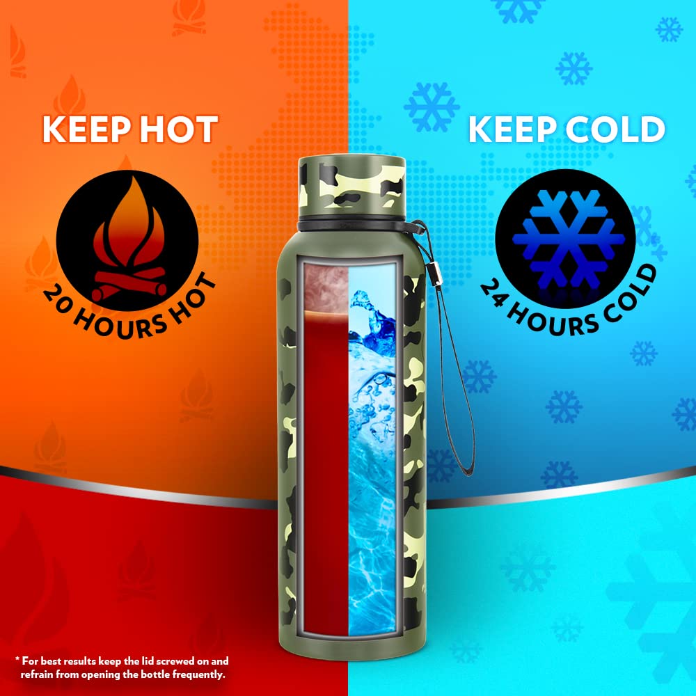 Borosil 700 ml Trek Stainless Steel Water Bottle, 20 Hrs Hot & 24 Hrs Cold