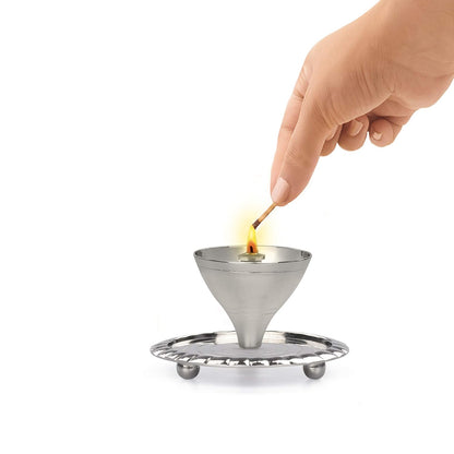 Borosil Small Size Akhand Diya Decorative Nickel Glass Oil Lamp | Tea Light Holder | Diya with Borosilicate Glass | Puja Dia for Mandir | Lantern Diya with Glass Cover, Nickel Diya