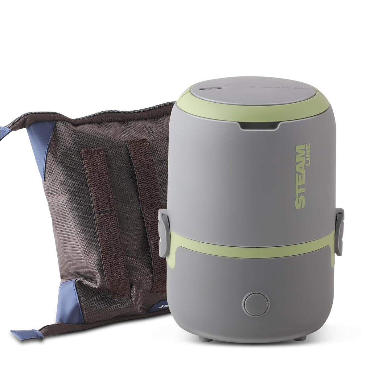 Jaypee Plus Steamline Electric Lunch Box for Office Men & Women Stainless Steel Container 300X3 ml with Bag Pour Water into Base & Food Reheat in 15 Minute with Auto Cut steam Technology,Grey Green