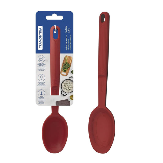 Tramontina Softta Red Silicone Serving Spoon – Heat Resistant up to 210°C – Ideal for Serving, Stirring & Mixing – Safe for Nonstick & Ceramic Cookware