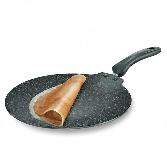 Prestige Omega Deluxe Granite Flat Dosa Tawa | Black | 28 cm |Non-Stick | Induction Base | Dishwasher Safe | PFOA Free | Metal Spoon Friendly