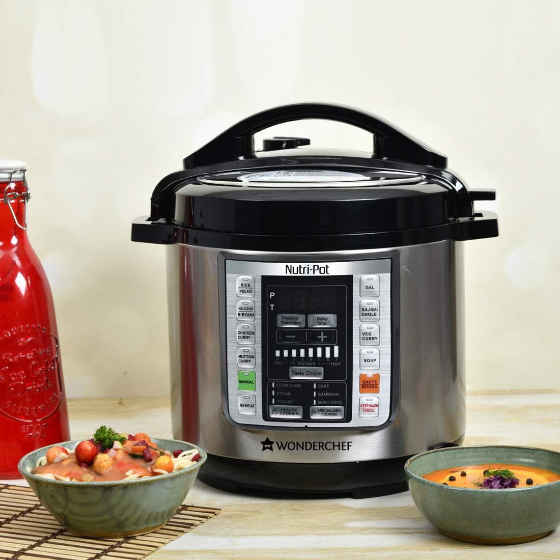 Wonderchef Nutri-Pot Electric Pressure Cooker with 7-in-1 Functions|18 pre-set functions|Pressure Cooking, Saute/Pan Frying, Slow Cooking, R-41236756 |6L capacity