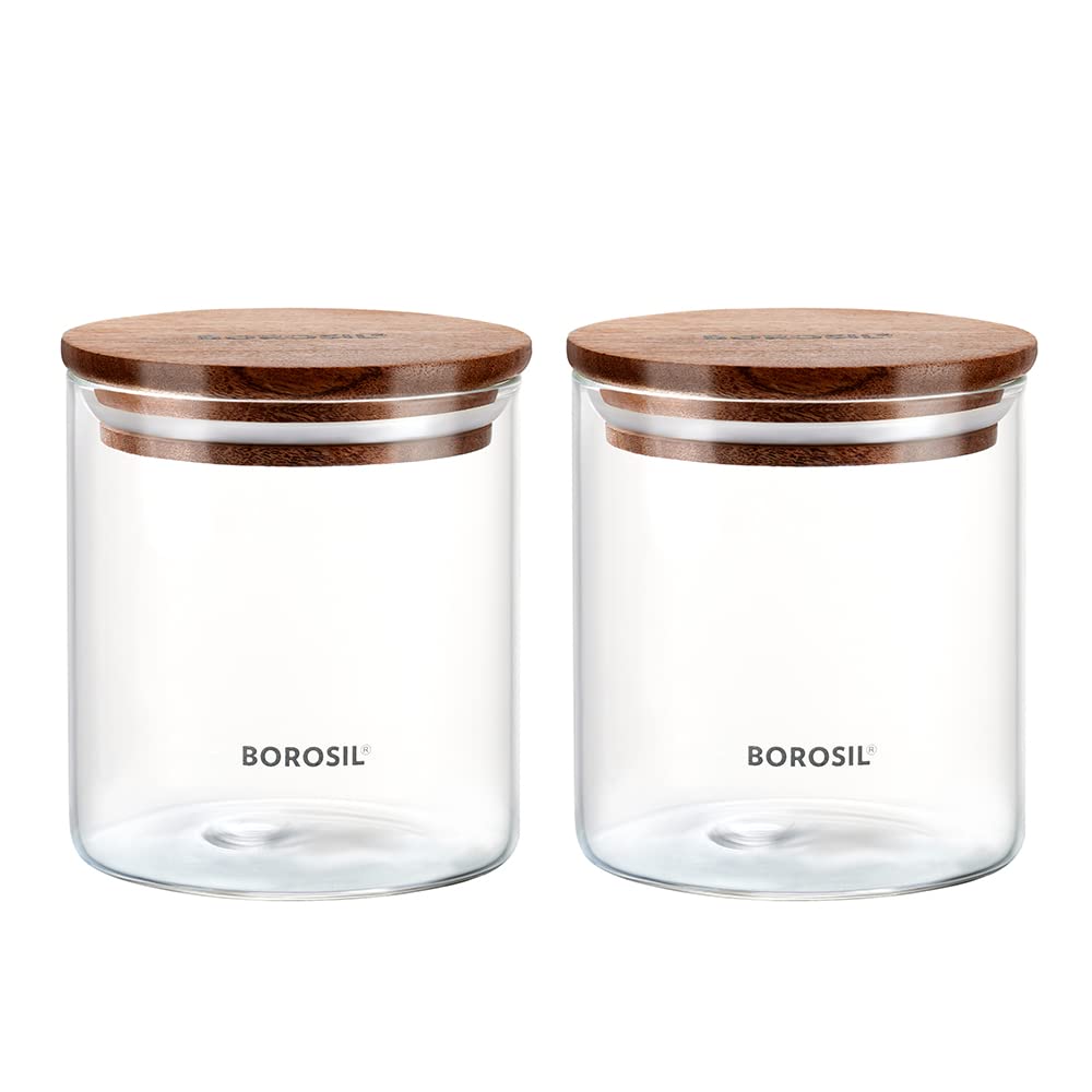 Borosil Classic Storage Jar Set (600ml x 2)