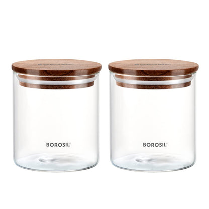Borosil Classic Storage Jar Set (600ml x 2)