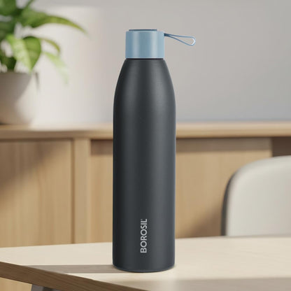 Borosil Hydra 900ml Duomate Black Stainless Steel Bottle