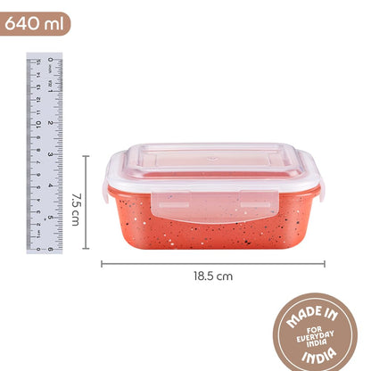 Borosil 640 ml Kube Pink Food Storage Container with Air Tight Lid