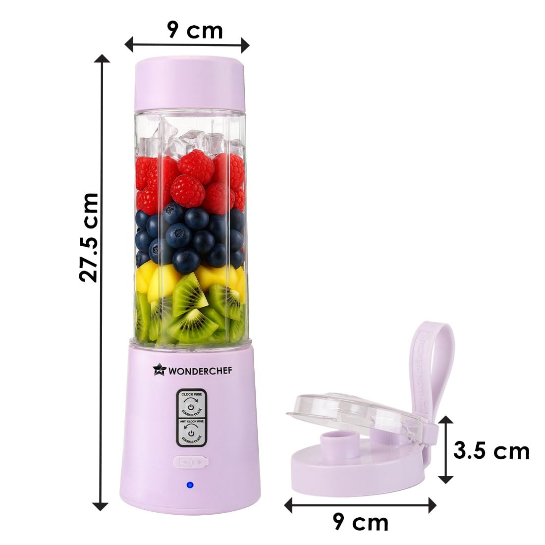 Wonderchef Twister Portable Blender, 500ml, Lavender