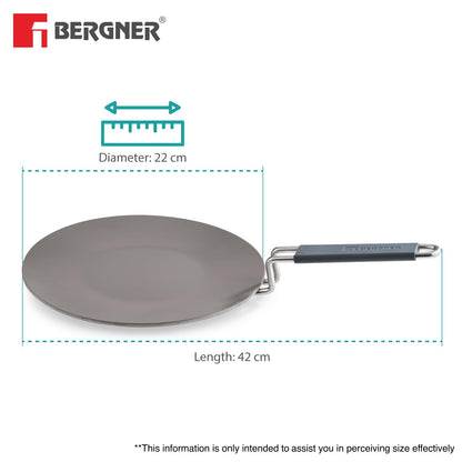 Bergner Triply Argent Ceramic 22cm Roti Tawa - Induction Compatible