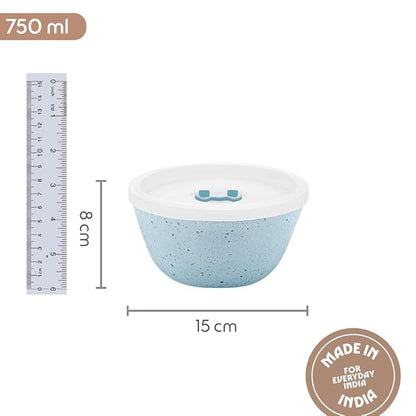 Borosil 750ml Serving & Mixing Bowl with Lid Blue