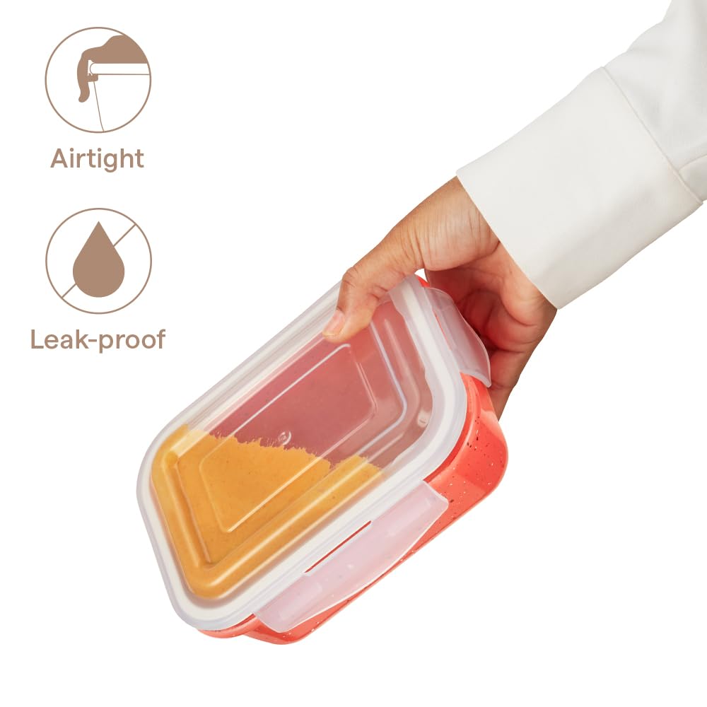 Borosil 640 ml Kube Pink Food Storage Container with Air Tight Lid