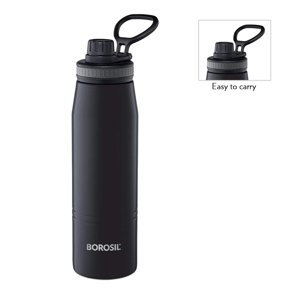 Borosil 900ml Gosports Black Stainless Steel Bottle