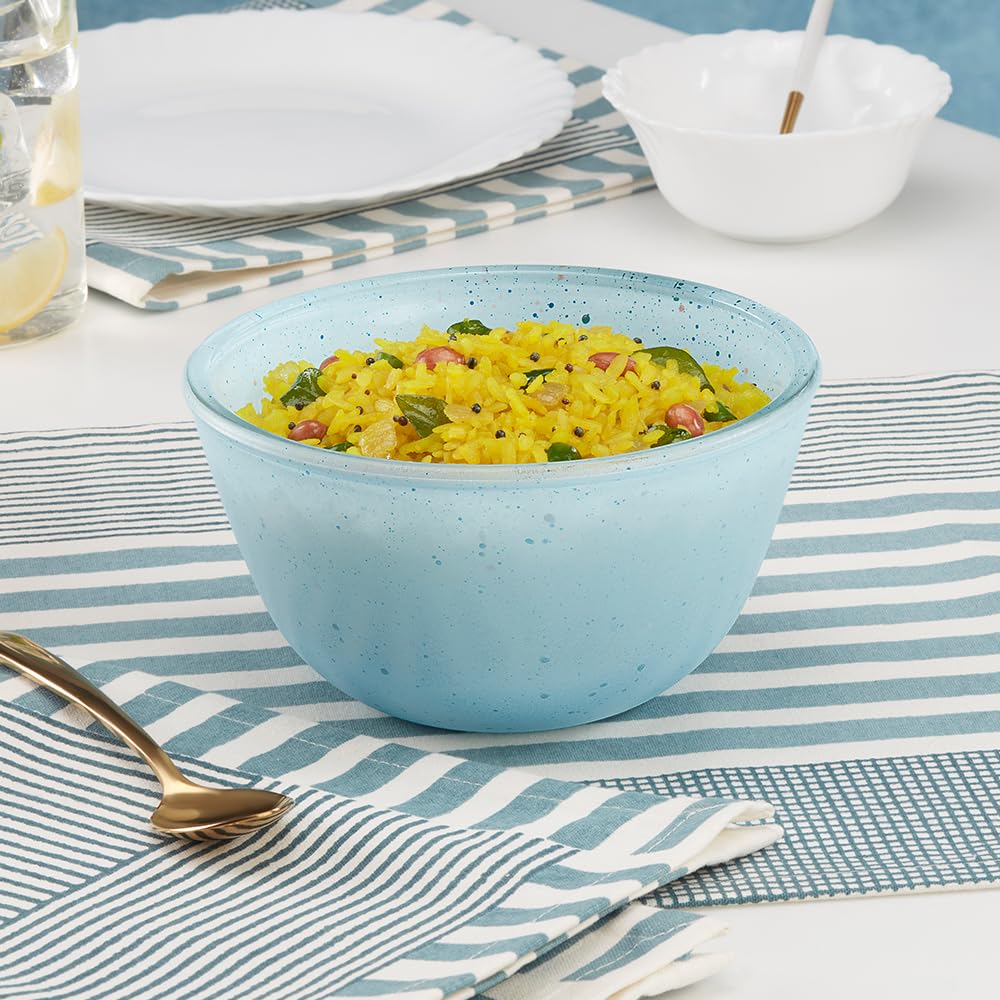 Borosil 750ml Serving & Mixing Bowl | Made in India Borosilicate Glass Bowl for Kitchen & Dinning | Bowl for Mixing Dough, Salad, Batter | Microwave & Dishwasher Safe (Blue)