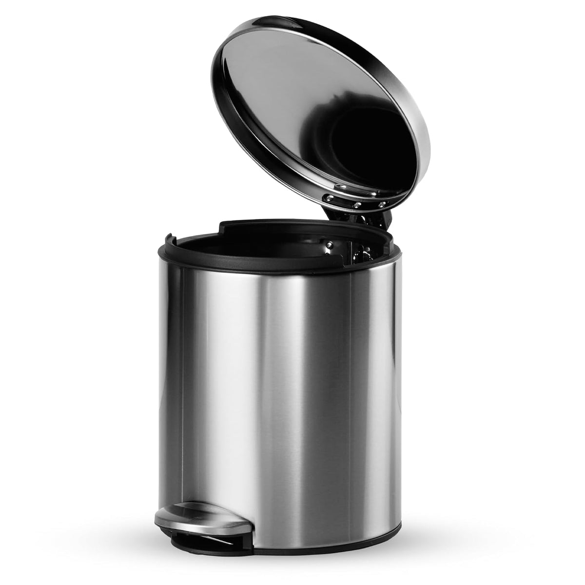 TRAMONTINA 9 Litre Stainless Steel Step Dustbin | Fingerprint-Resistant Finish | Soft-Close Lid | Removable Inner Bucket | Round Trash Can for Home, Office & Hospitality
