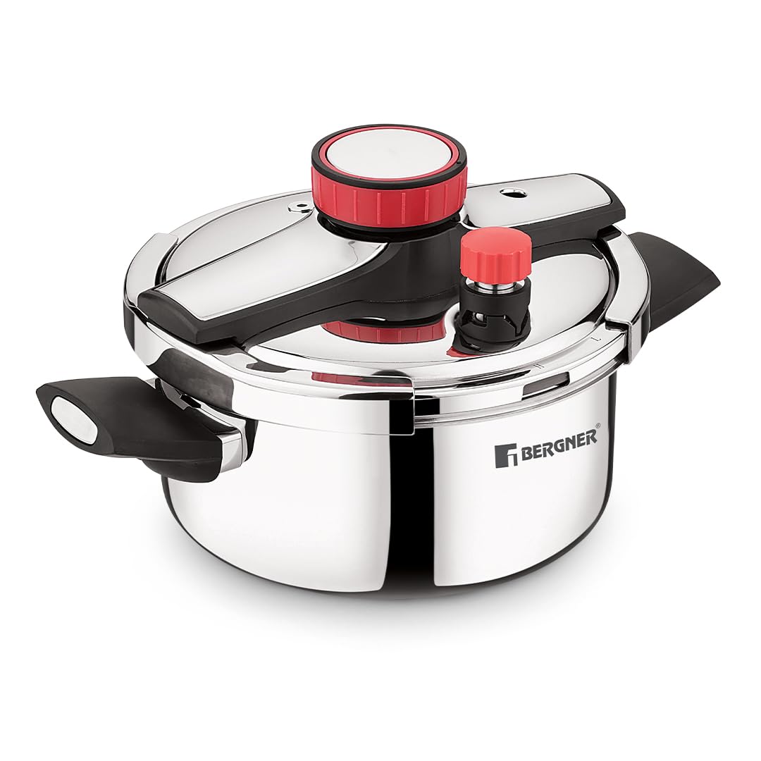 Bergner Capri 3 Litres Triply Pressure Cooker | Silver Steel Cooker