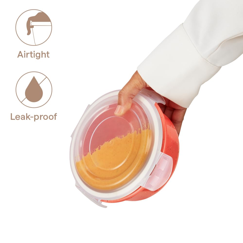 Borosil 400 ml Kube Pink Food Storage Container with Air Tight Lid